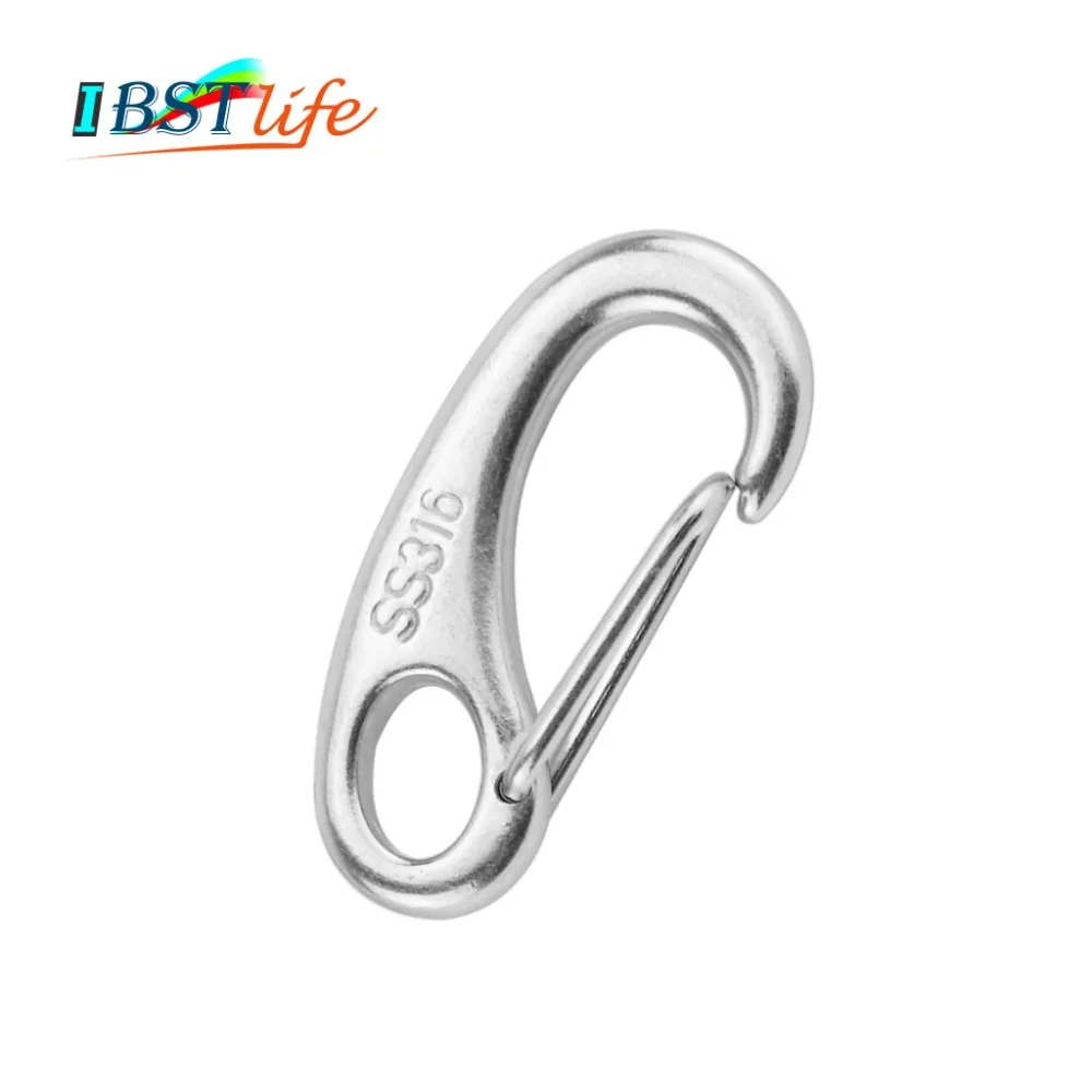 قارب البحرية الفولاذ المقاوم للصدأ البيض شكل خطاف زنبركي مقاطع سريعة رابط حلقة تسلق مشبك العين تكبل جراد البحر مخلب في الهواء الطلق