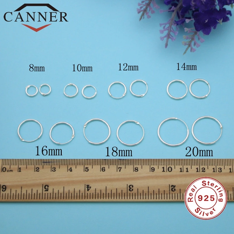 CANNER 925 Sterling Silver Simple Temperament Hoop Earring Mini Round Women Earrings FO