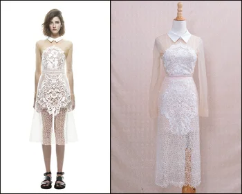 

New dress Openwork lace long Full Lapel