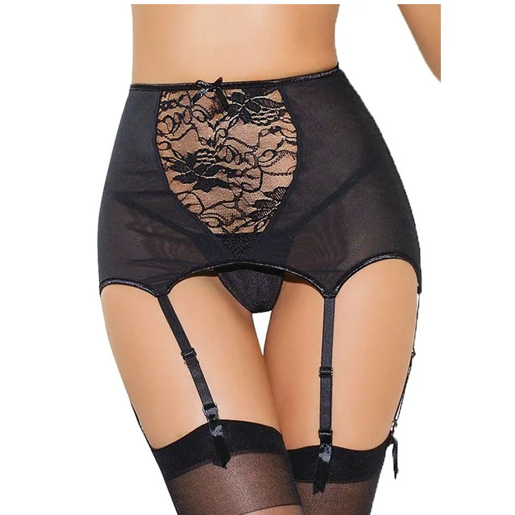 Sexy Women Ultrathin Lace Top Sheer Thigh High Silk Stockings Pantyhose Lingerie Garter Belt In