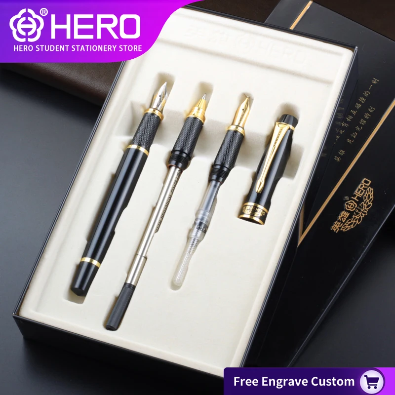 

Hero Fountain Pens for school 7032 original official authentic 3 colors 3 kinds of nibs office writing Free Engrave Custom