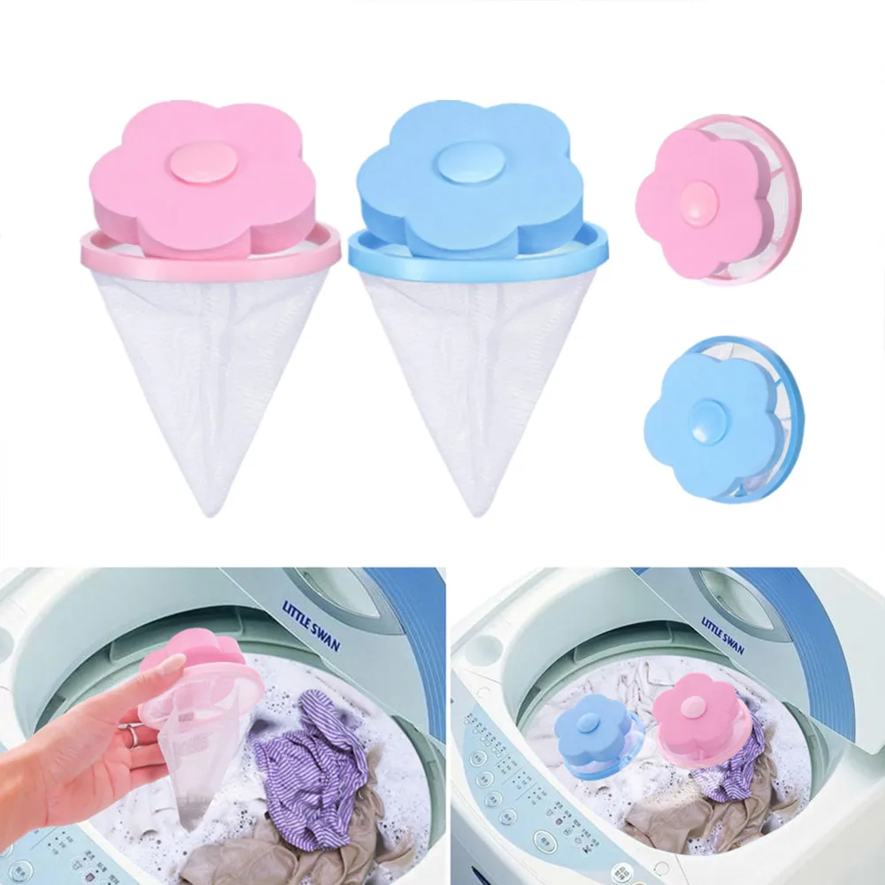 

4pcs Home Floating Lint Hair Catcher Mesh Pouch Washing Machine Laundry Pet Fur Lint Remover Filter Bag Household Cleaning Tool