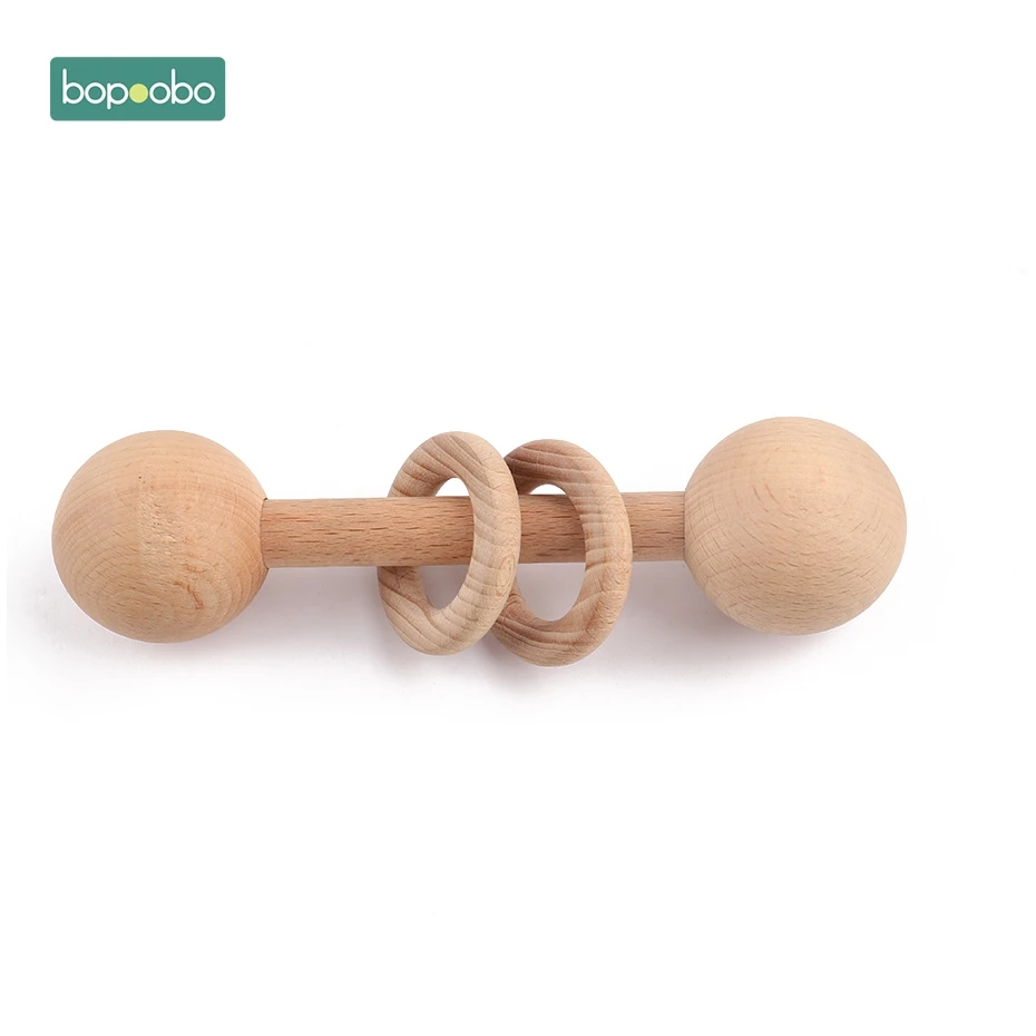 Bopoobo 1set Baby Teething Beech Wooden Teether Christmas Gifts For Baby Music Toys Food Grade Teether Wooden Teether