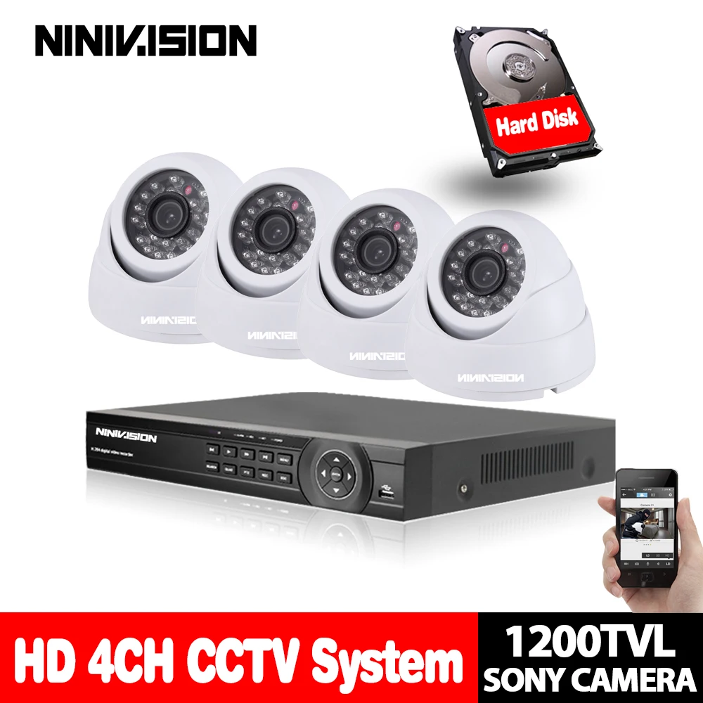 SONY 1200TVL видеонаблюдения Системы 4 канал HDMI 1080 P DVR с безопасностью Системы 1.0MP помещении ИК День ночное видение камеры видеонаблюдения