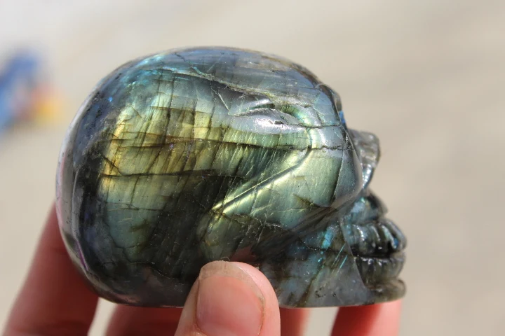 

290gNatural labradorite QUARTZ CRYSTAL skull HEALING