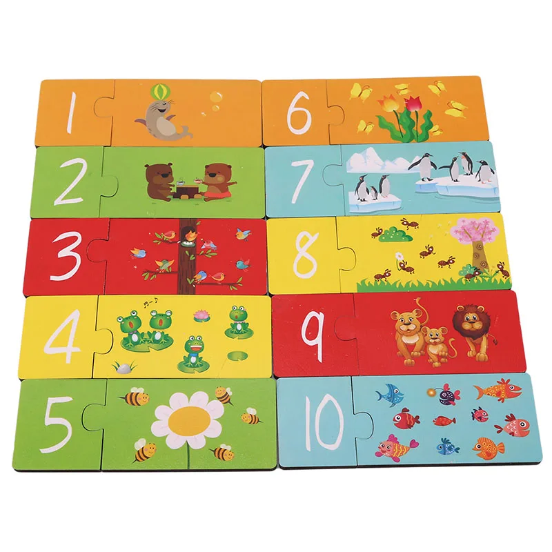 10 пазлов детская Математика освещение цифровая карточка пазл ранний обучающая игрушка для счета детская обучающая головоломка - Цвет: Colorful