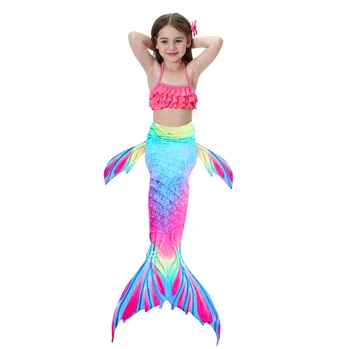 Hot 2019 Kids Mermaid tail with Monofin Girls Costumes Swimmable Swimsuit Cosplay Children Mermaid Tails