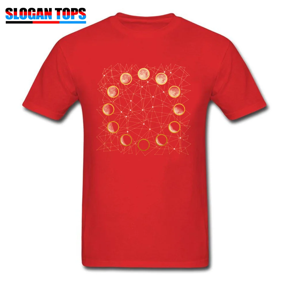 The Moon Phases Street Summer Fall 100% Cotton Fabric Round Collar Men Tops Tees Normal T Shirt 2018 Short Sleeve T Shirts The Moon Phases red