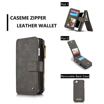 

CaseMe Leather Multifunction Zipper Wallet Card Slots phone cases for iphone7/7plus Card Slots With Zipper Mobile Phone Case
