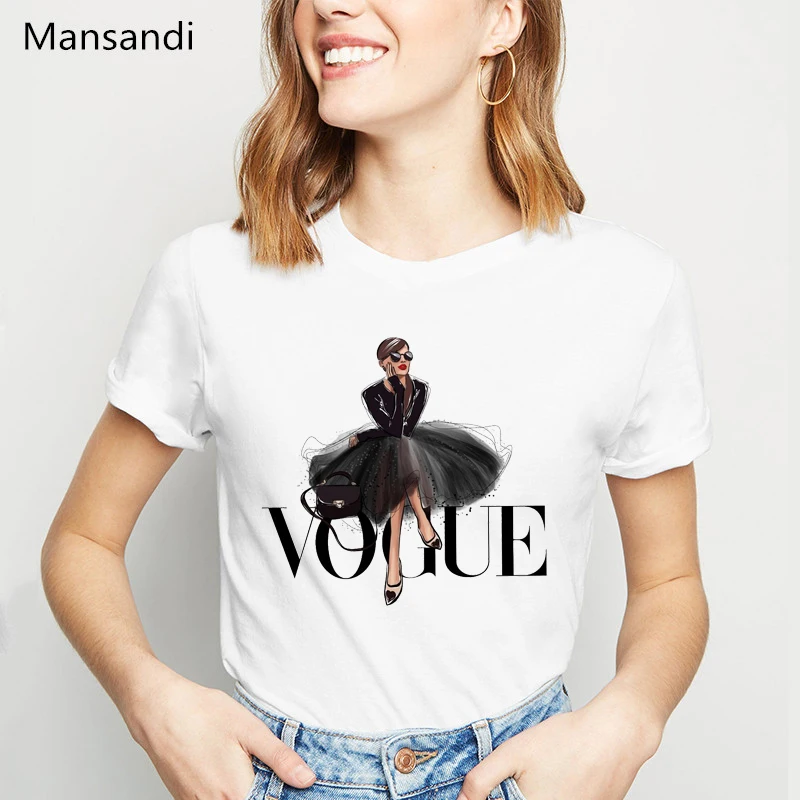 Футболка женская с надписью vogue топ графическим принтом уличная одежда в стиле