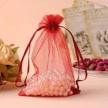 25x35 см винно-красные подарочные пакеты 50 шт/партия большие органзы Упаковочные мешочки с затяжками мешочек для рождества может быть пользовательским логотипом