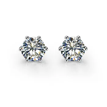 

Test Positive Authorized 5.0MM 0.5Ct each G-H Moissanite Diamond Stud Earrings Real 925 Sterling Silver Earring Classical