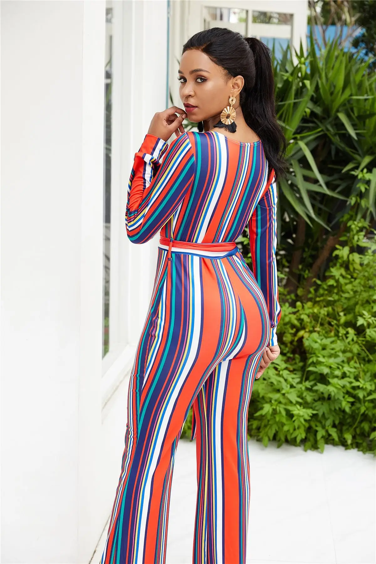 iRicheraf Bodysuit Jumpsuits for Women 2018 V-neck Striped Rompers Womens Jumpsuit Overalls Long Sleeve Sexy Costume Elegant