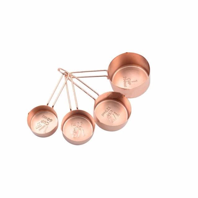 Free Shipping 4-Piece Set of Stainless Steel Measuring Cup- Copper/Gold-Plated  Metal Measuring Cups, Precision Measuring Cup Set - AliExpress