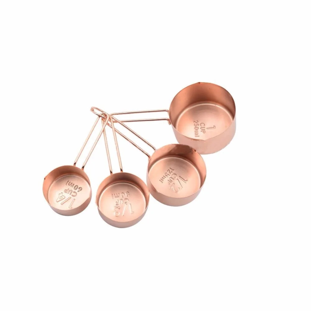 

Free Shipping 4-Piece Set of Stainless Steel Measuring Cup- Copper/Gold-Plated Metal Measuring Cups, Precision Measuring Cup Set