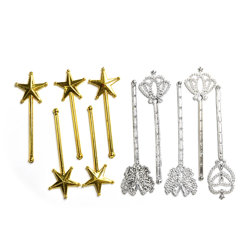 

10Pcs/Set Princess Wands For Dolls Plated Toys Girls Accessories Play House Toys Wand For Doll Lovely Doll Accessories