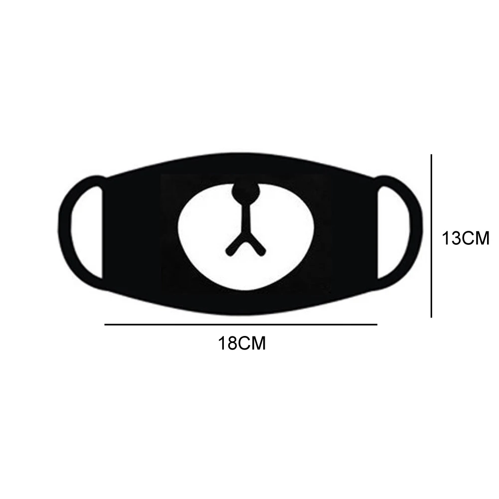 Новинка, Ветрозащитная маска унисекс, противопылевая, хлопковая маска для лица, для женщин и мужчин, черная, с милым рисунком медведя, модная, мягкая маска на половину лица