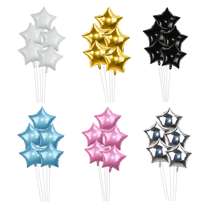 Многоцветный 18-дюймовые "пятиконечная звезда" алюминиевый шар, для дня рождения Вечерние Декорации шарики Свадебные воздушный шар с гелием расходные материалы