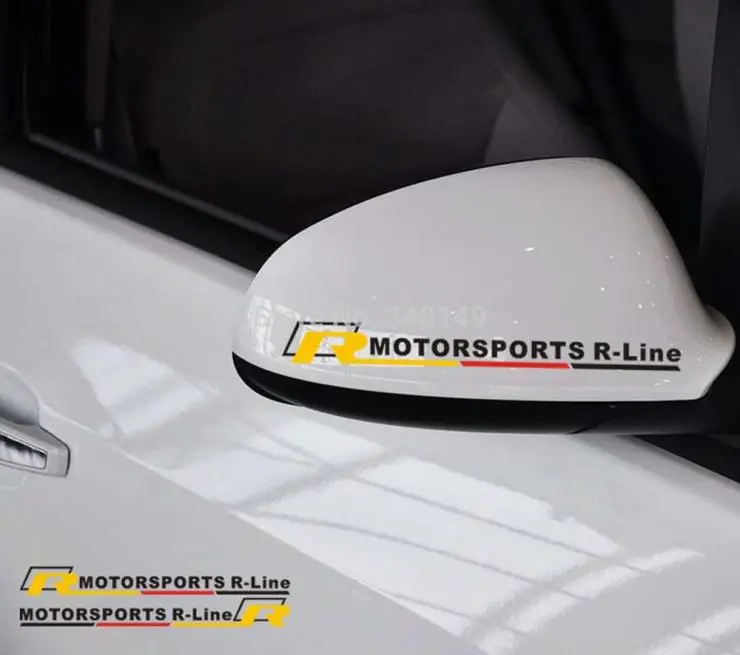 

Aliauto 2 x Car-styling R motorsports R-line Car Rearview Mirror Stickers And Decals Accessories For Volkswagen Golf Gti Polo