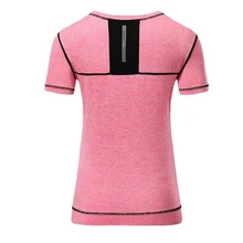 Для женщин сжатия Спортивная рубашка Йога Топы в стиле "петчворк" Фитнес для тренировок в фитнес-зале для бега с коротким рукавом бега спортивная обувь из дышащего материала