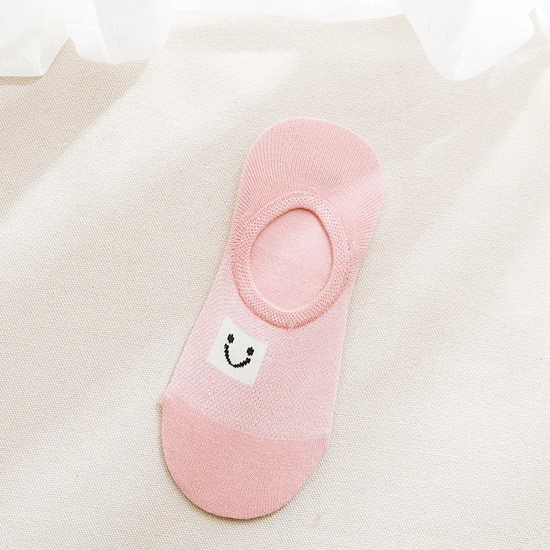 Весенне-летние новые женские невидимые носки, дышащие силиконовые Нескользящие носки со смайликами для девочек - Цвет: C