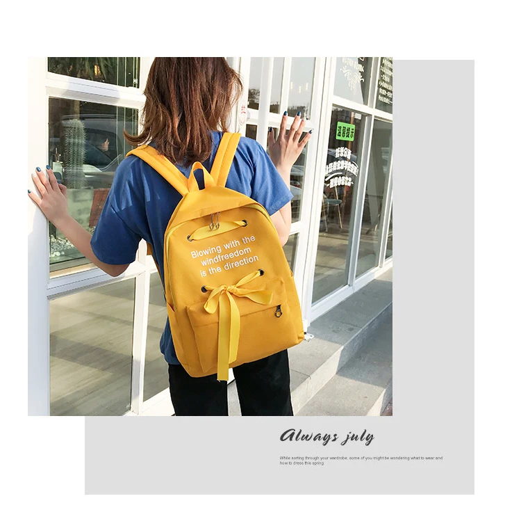 4 шт./компл. Повседневное Для женщин рюкзак холщовая книга Сумка Элегантный дизайн школьный ранец для девочек подростков рюкзак 5051