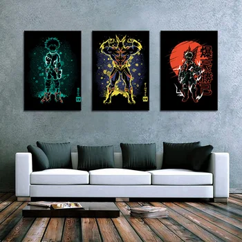 

3 Piece My Hero Academia Anime Figure Artwork Painting All Might Bakugou Katsuki Poster Home Decor Canvas Art Wall Sticker Gift