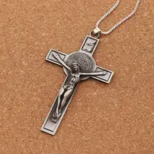 20pcs Saint Benedict Medal Catholic Crucifix Bible Prayer Cross Pendant Men Necklace Chain 24inches N1783 catholic bible dictionary
