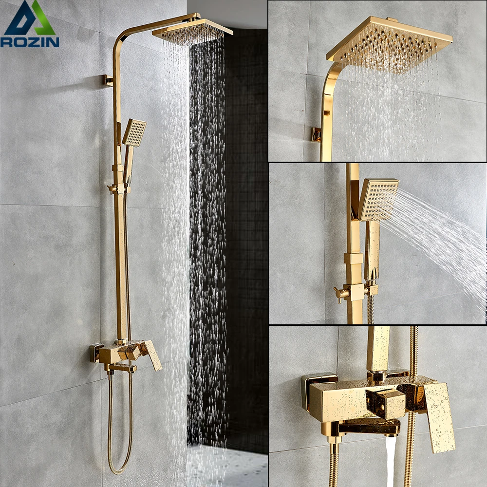 Wall Mounted Brass Shower Faucet Set Bath Faucet Mixer Tap with Hand Shower Head MTYLX Water-Tap Bath Shower Systems Rose Gold Bathroom Shower System Wall Mounted Brass Shower Faucet Set Bath Faucet Mixer Tap with Hand Shower Head MTYLX Water-Tap Bath Shower Systems Rose Gold Bathroom Shower System