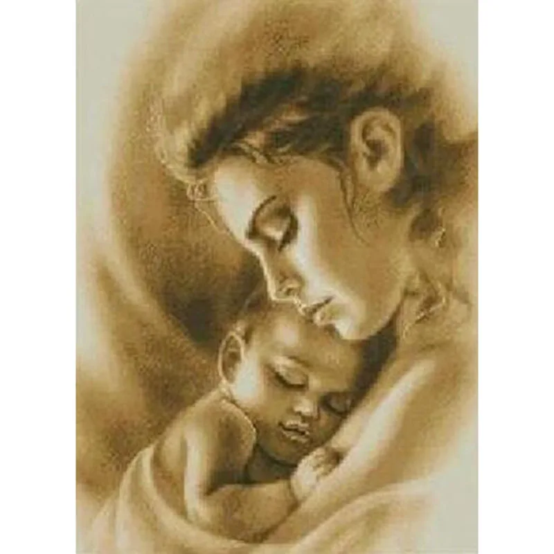 

Diy 5D Round Diamond Cross Stitch Diamond Painting Kits Mother And Child Needlework Diamond Embroidery Mosaic Home Decor RD214