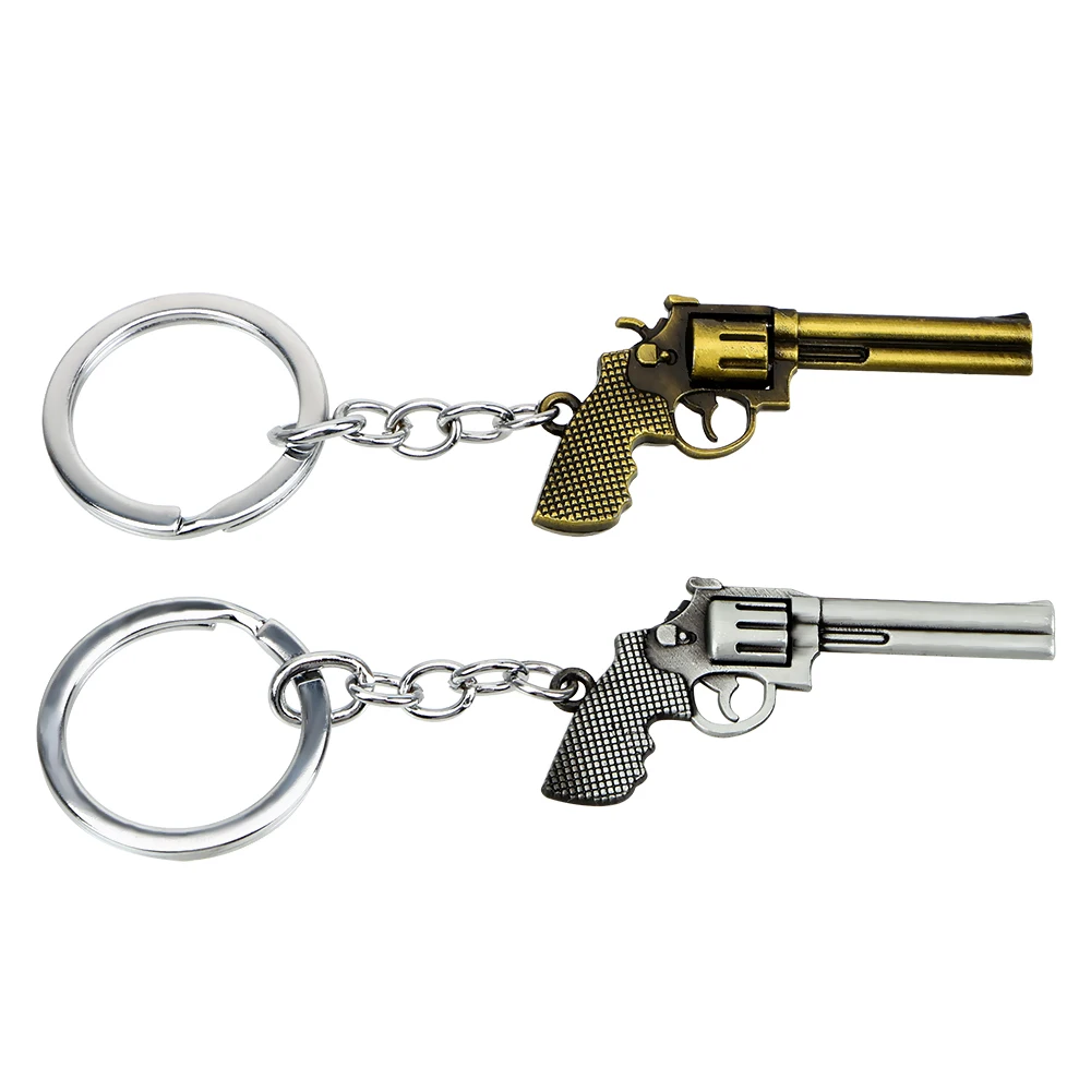 

Pistol Model Car Keychain Gun Key Chain Revolver Key Rings Cool Purse Bag Pendants Car Styling Zinc Alloy Interior Accessories