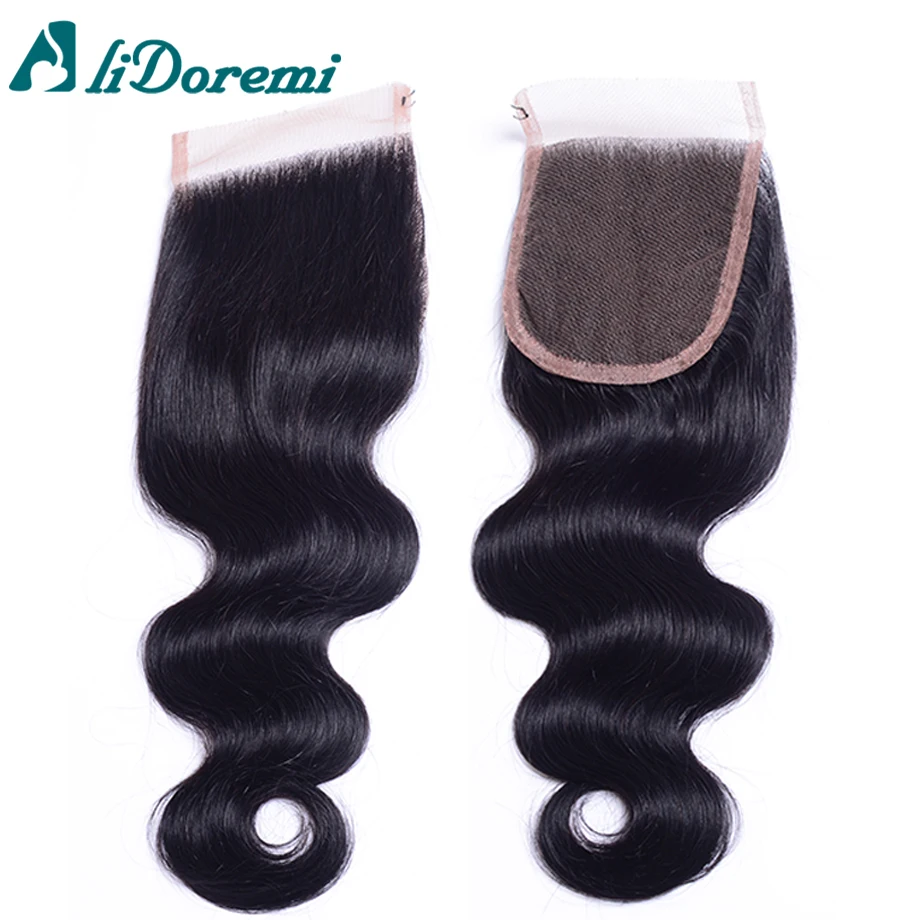 

7A Unprocessed Human Brazilian Virgin Hair Lace Closure Body Wave Middle 3 Free Part Bleached Knots Brazilian Top Closure 4x4