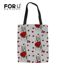 FORUDESIGNS/Симпатичные Шнауцер Сердце печати складной эко сумка для покупок для женщин холщовый мешок чехол повседневное сумки Bolsa тела