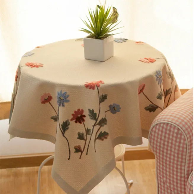 Скатерть из хлопка и льна с вышивкой ручной работы|tablecloth shapes|cover suedecover centre |