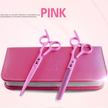 

2017 New arrival 6.0 Hair Scissors set,cutting scissors & thinning scissors,pink set,SMITH CHU Home scissors set,with case,comb