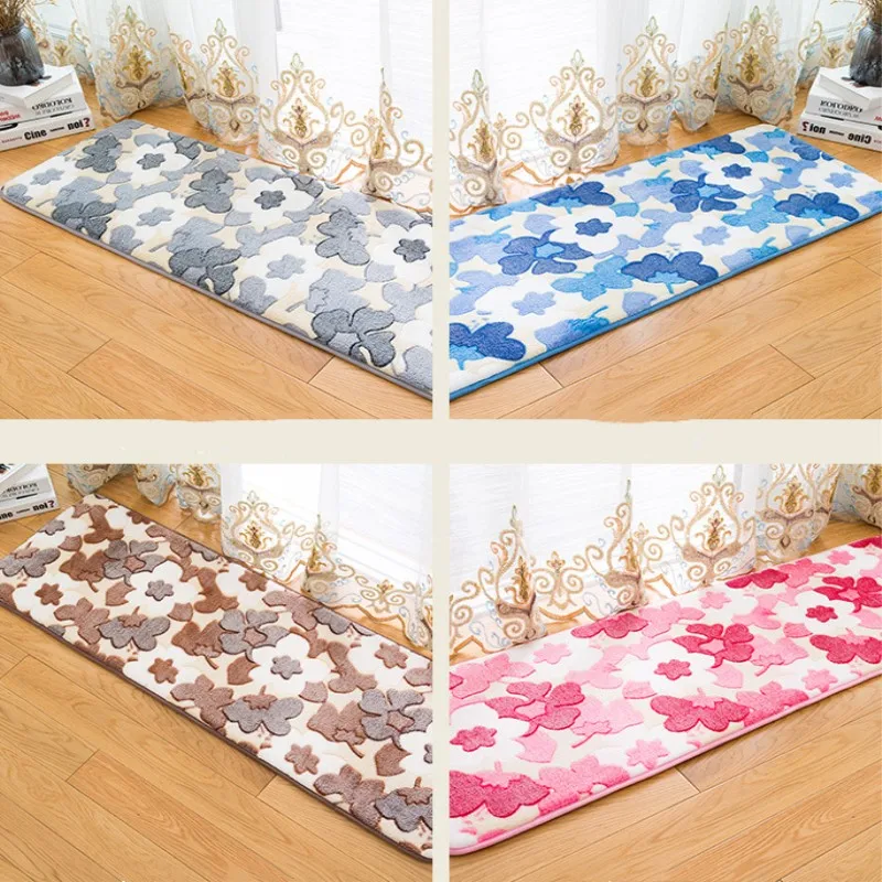 

New Coral Velvet Printed Maple Leaf Carpet Dirt-resistant Vacuum Non-slip Absorbent for Living Room Bathroom Mat