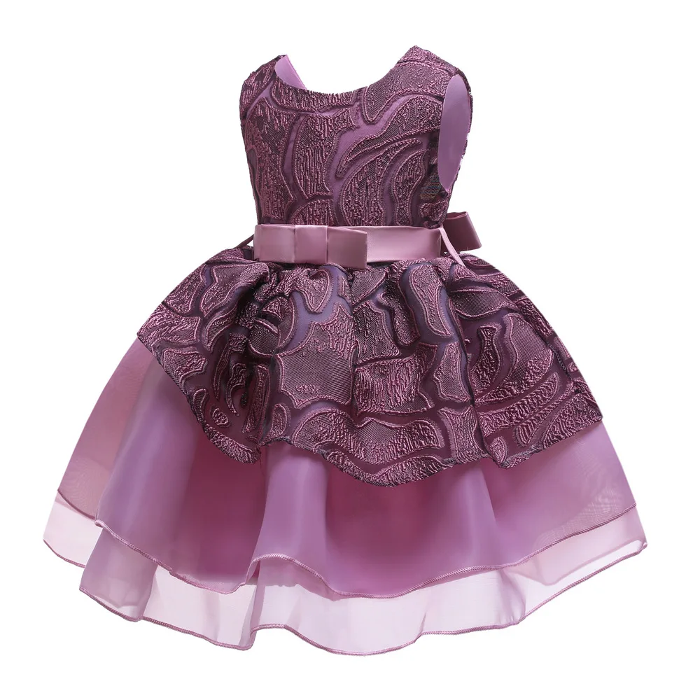 Summer Little Girls Dresses Princess Wedding Party Kids Dress Purple Embroidery Child Evening Clothing For Baby Girls Prom Gowns (2)