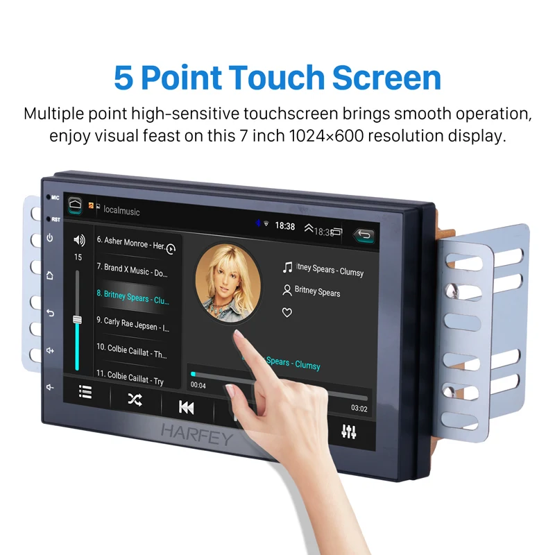  Harfey RAM 2GB+ ROM 32GB Android 8.1 7 inch2Din Universal Car Radio GPS Multimedia Unit Player For 