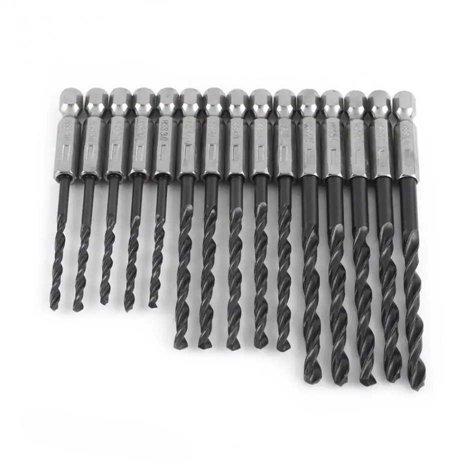 15pcs/Lot High Speed Steel Drll Bits Hex Shank Twist Drill Bit for