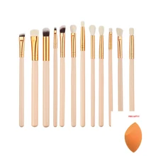 

Romatpretty 12Pcs Eye Eyeshadow Nylon Bristle Wooden Cosmetic Makeup Brush Set Eyebrow Eyeliner Blending Powder Smudge Brushes