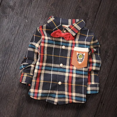 

(1piece /lot) 100% cotton 2017 lapel Grid baby outerwear for baby boy (1-2 year old )