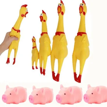 

cute Dog Toys Yellow Screaming Rubber Chicken pink pig Pet toys Pet Squeak Squeaker Chew Gift kids toys home decorations