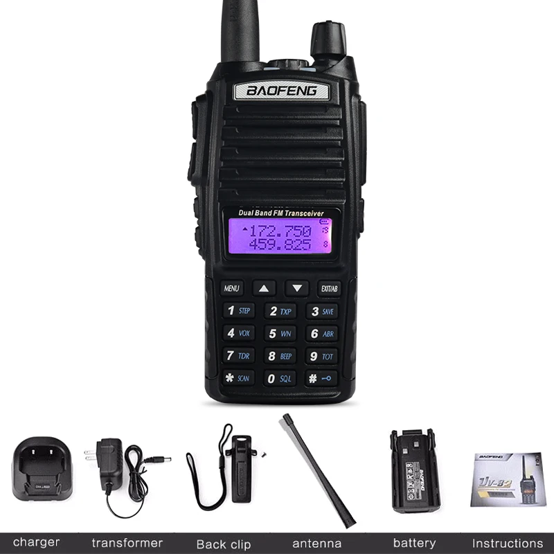 Рация BaoFeng 8 Вт UV-82 Двухдиапазонная 136-174/400-520 МГц FM Ham двухстороннее радио, приемопередатчик, рация