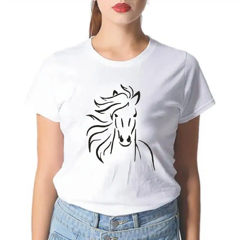 

Fashion Horse Printed Women Tshirt Short Sleeve Hipster Shirt Tee Shirt Femme Casual Harajuku T Shirt Women Tops Camiseta Mujer
