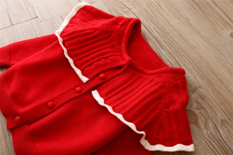 Fanfiluca Toddler Girls Cardigan Cute Baby Girl Cotton Knit Sweaters Autumn Long Sleeve Outerwear Fashion Kids Sweaters For 1-5T0020