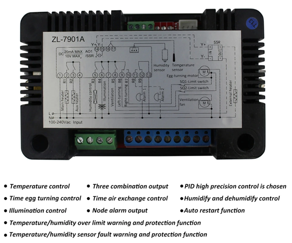 Интеллектуальный PID контроллер температуры и влажности с ЖК-дисплеем многофункциональный автоматический инкубатор для яиц контроллер с двумя датчиками