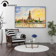 Allenjoy, Таиланд, настенные картины, знаменитые аттракционы, озера, картины маслом, акварельные города, абстрактный пейзаж, плакат, фреска