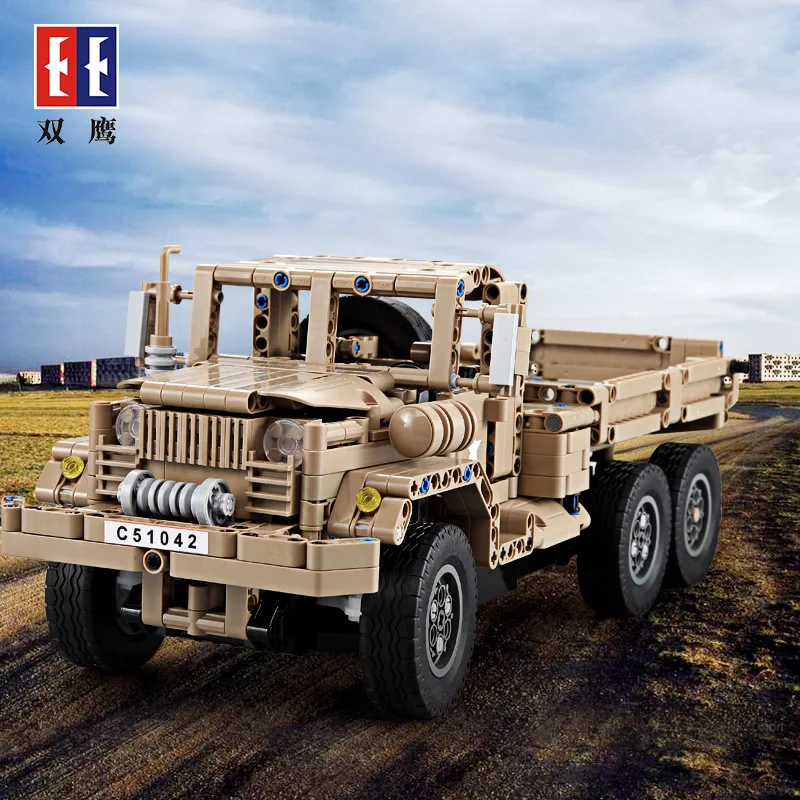 

Electric remote control off-road vehicle military double eagle military card car assembled building blocks toys