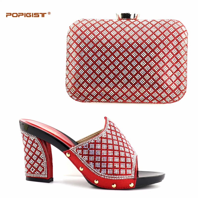 Set Einfaches Für blue Schuhe gold Mit Design Pumpen Black Leder Pu silver Hochzeit Tasche Passender Frauen Party Rot Italienische Und Grid red 81wdnq7q