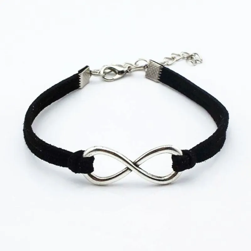 Silver Plated Leather Infinity Bracelet 8 Women Charm Bangle leather bracelet fashion bracelet fashion jewelry